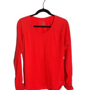 Nike Dri-FIT OrangeRed V-Neck Long Sleeve Shirt - size XL
